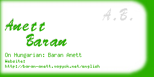 anett baran business card